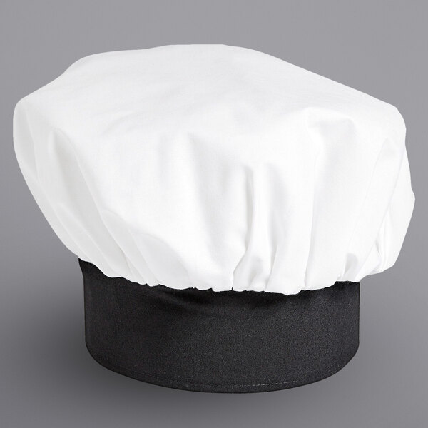 Uncommon Threads 0150 White / Black Customizable Twill Chef Hat