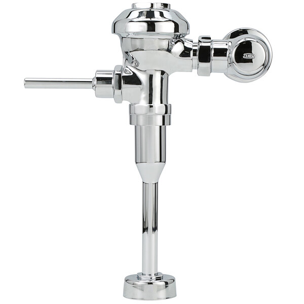 A Zurn chrome toilet flush valve for urinals.