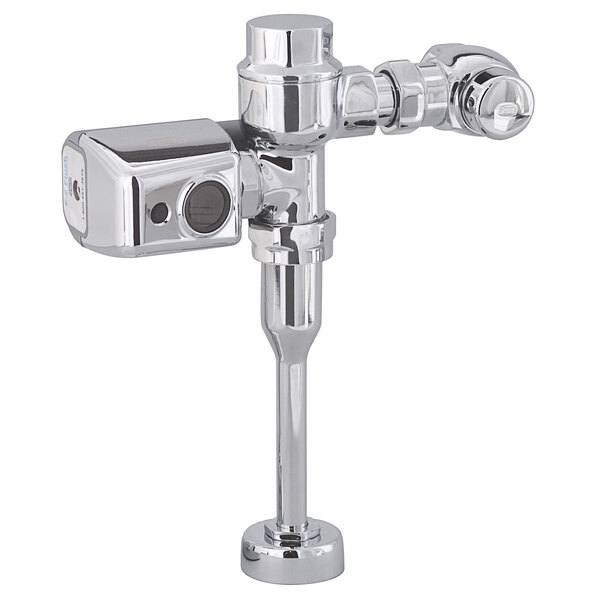 A Zurn chrome plated urinal flush valve with a battery powered sensor.