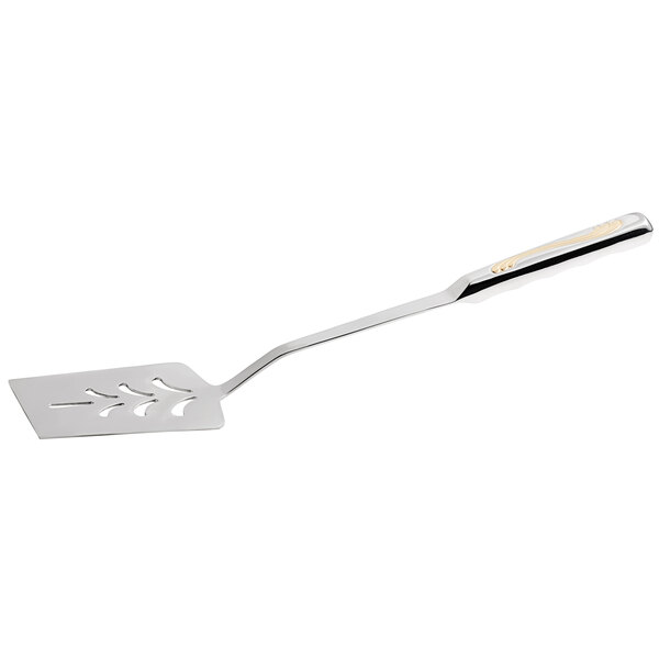 A Vollrath stainless steel turner with a hollow handle.