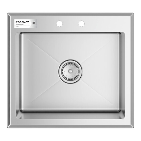Regency 20" x 16" x 12" 16-Gauge Stainless Steel One Compartment Drop-In Sink