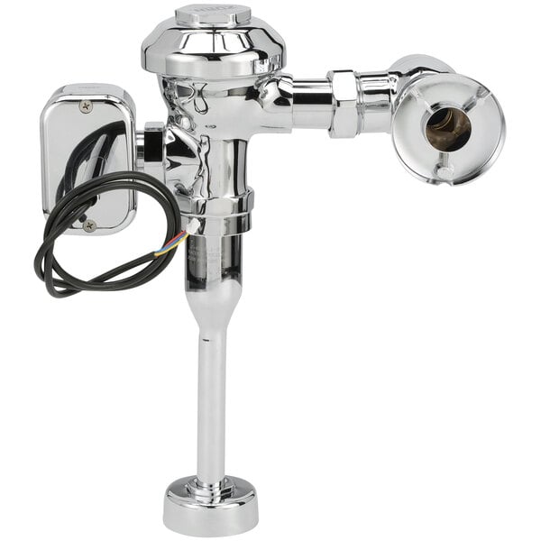 A Zurn metal urinal flush valve with hardwired automatic sensor.