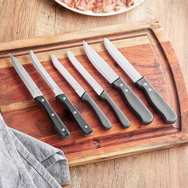 Choice 5 Jumbo Stainless Steel Steak Knife with Wood Handle - 12/Case