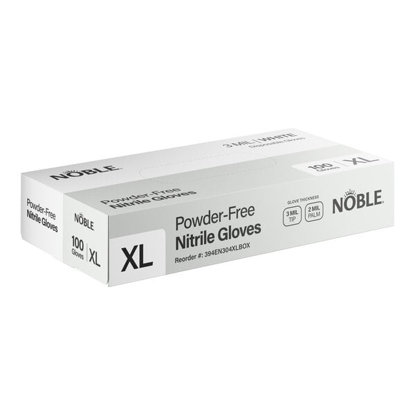 Noble Nitrile White All Purpose Powder-Free 3 Mil Thick Textured Gloves - Extra Large - 1,000/Case