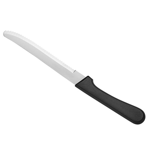 Choice 4 3/4 Stainless Steel Steak Knife with Black Polypropylene