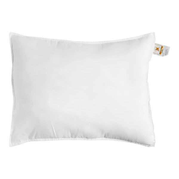 A white Oxford Gold Standard size pillow with a gold tag.