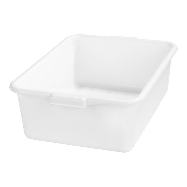 A white plastic Carlisle food storage box.
