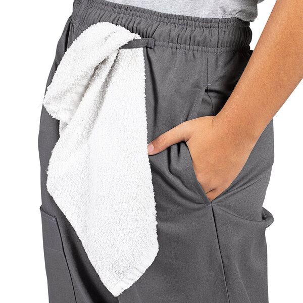 Uncommon Chef Cargo pants with a towel in the pocket.