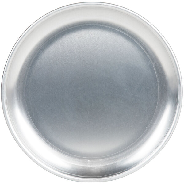 An American Metalcraft aluminum coupe pizza pan with a white background.