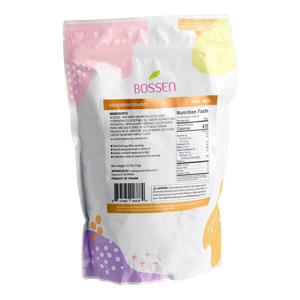 A 2.2 lb. bag of Bossen Egg Pudding Powder Mix.