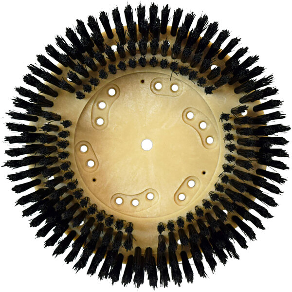 A circular Bissell Commercial black polypropylene carpet scrubbing brush.