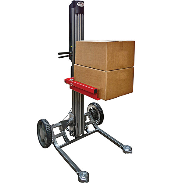 a stack of boxes on a forklift