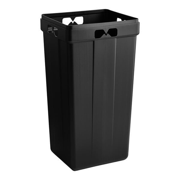 A black square PolyTec trash liner with two handles.