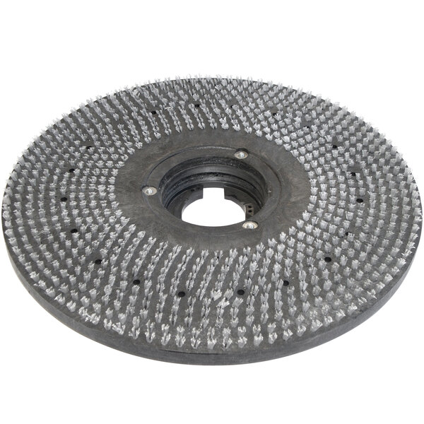 A Bissell Commercial 17" Pad Driver for Rotary Floor Machines, a circular metal object with white bristles.