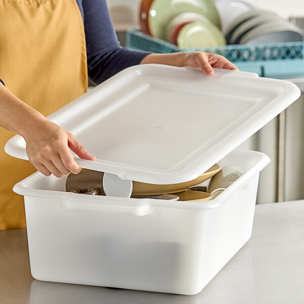 Vollrath 52422 Signature 20" x 15" White High Density Polyethylene Recessed Bus Tub Lid