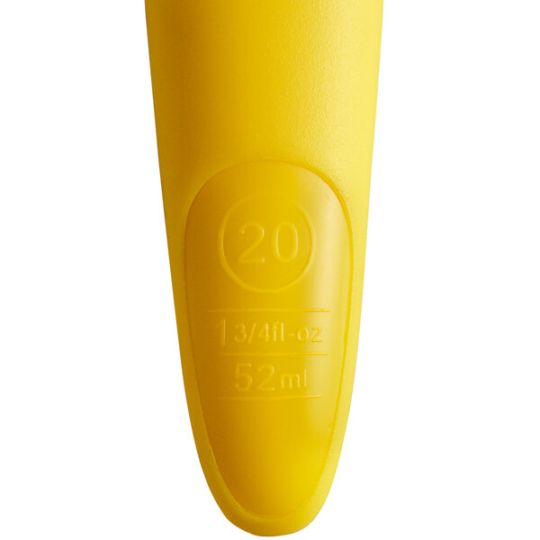 A yellow plastic Hamilton Beach ice cream scoop with a #20 on it.