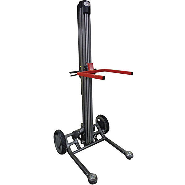 A black and red Magliner LiftPlus hand truck.