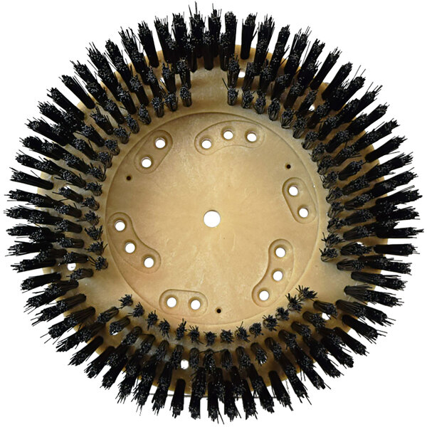 A circular Bissell Commercial black nylon carpet scrubbing brush.