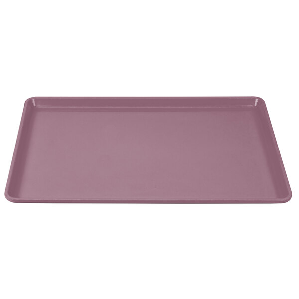 A purple rectangular Cambro dietary tray with a white border.