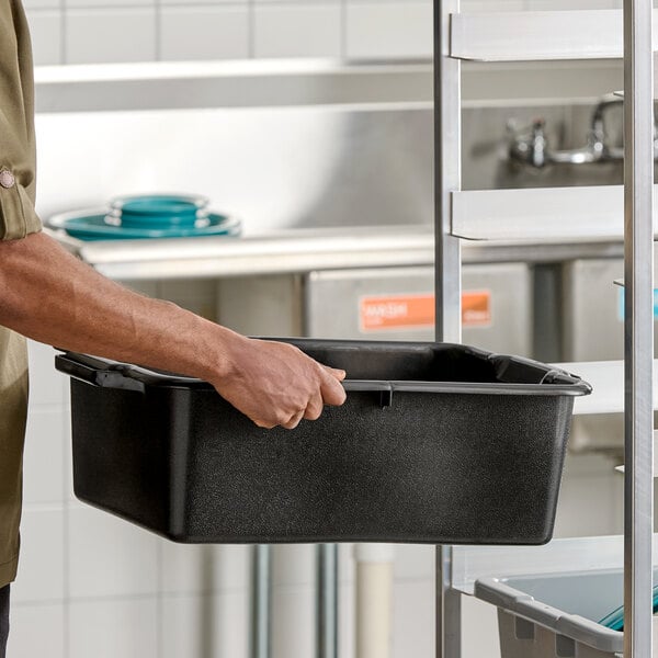 Vollrath 52660 Signature 20" x 15" x 7" Black High Density Polyethylene Bus Tub