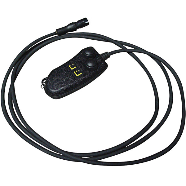 A black Magliner LiftPlus remote with a black cord and yellow plug.