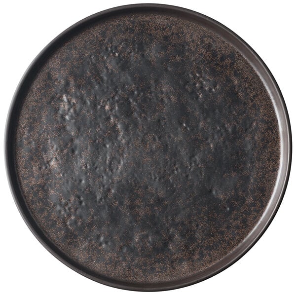 A brown melamine platter with a rustic texture.