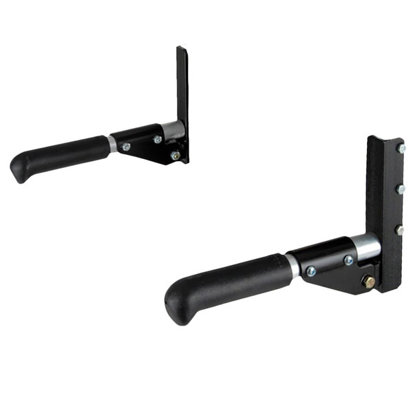 A pair of black metal Magliner handles.