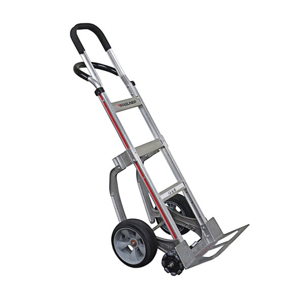 A Magliner hand truck with wheels and a horizontal loop handle.