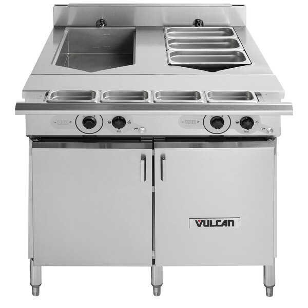 A Vulcan single well chef station on a counter.