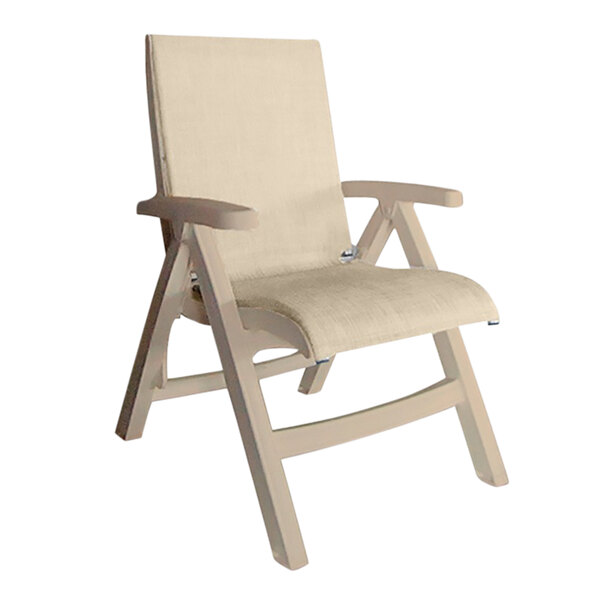 Grosfillex US112066 Jamaica Beach Sandstone Midback Folding Chair with