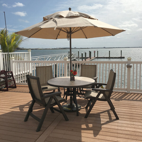 Grosfillex Us112037 Jamaica Beach Bronze Midback Folding Chair With Straw Sling Seat 2 Case
