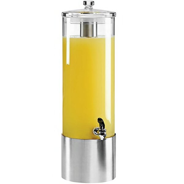 A Cal-Mil beverage dispenser with yellow liquid in it.