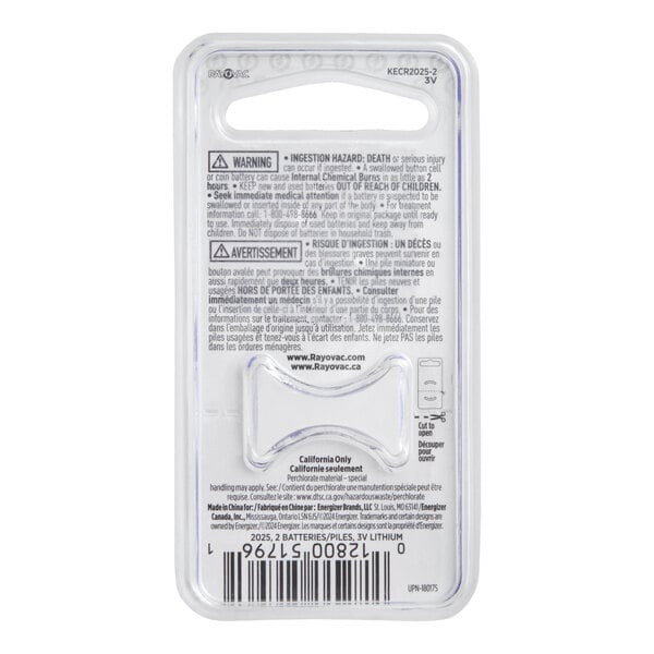 Rayovac KECR2025-2G 3V CR2025 Lithium Coin Button Batteries - 2/Pack