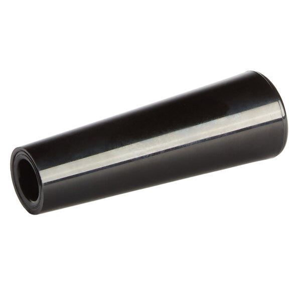 A close-up of a 2 1/2" black plastic beer tap handle.