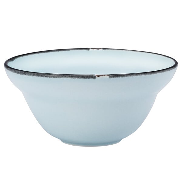 A Luzerne blue and black rimmed porcelain soup bowl.