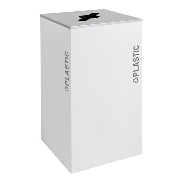 Ex-Cell Kaiser RC-KD36-PL BT-WHT Black Tie Kaleidoscope White Gloss Square 36 Gallon Plastic Receptacle