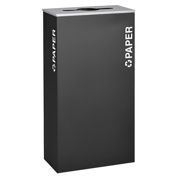 A black rectangular Ex-Cell Kaiser paper receptacle with white text reading "Paper" on it.