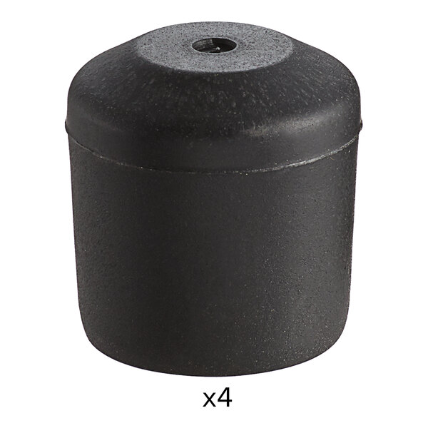 A black plastic cylinder with a hole and four smaller holes.