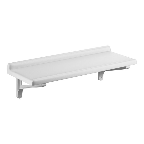 A white rectangular Cambro Camshelving wall shelf.