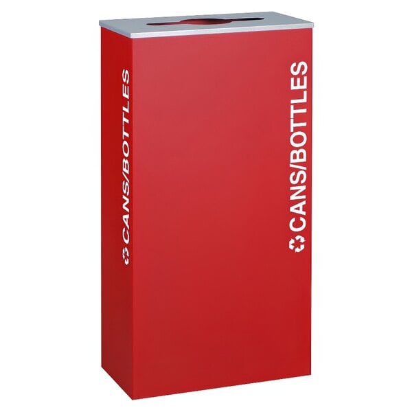 A red rectangular receptacle with white text reading "Kaleidoscope" in white.