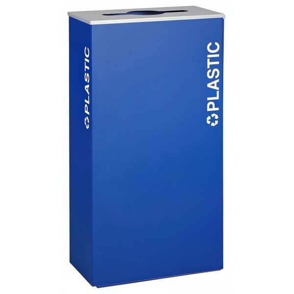 A blue rectangular plastic receptacle with white text reading "Plastic" and "Kaleidoscope XL Series"