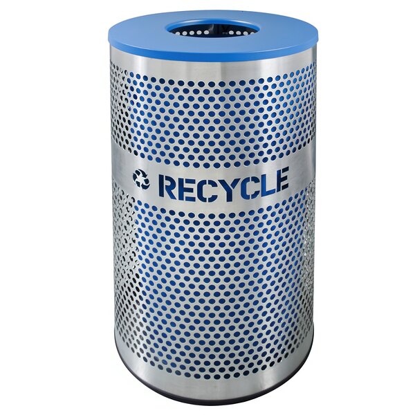 An Ex-Cell Kaiser stainless steel round recycling receptacle with perforated holes.