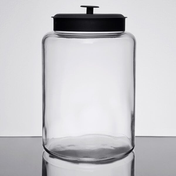 Brushed Metal Anchor Hocking Montana Glass Jar with Airtight Lid 2 Gallon 