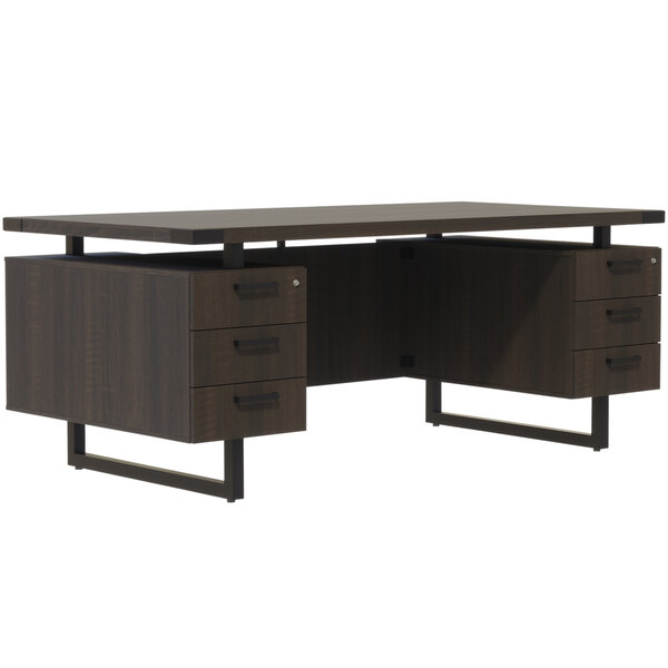 Southern Tobacco Free Standing Desk With 6 Storage Drawers