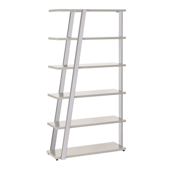 A Safco Mirella White Ash bookshelf with five shelves.