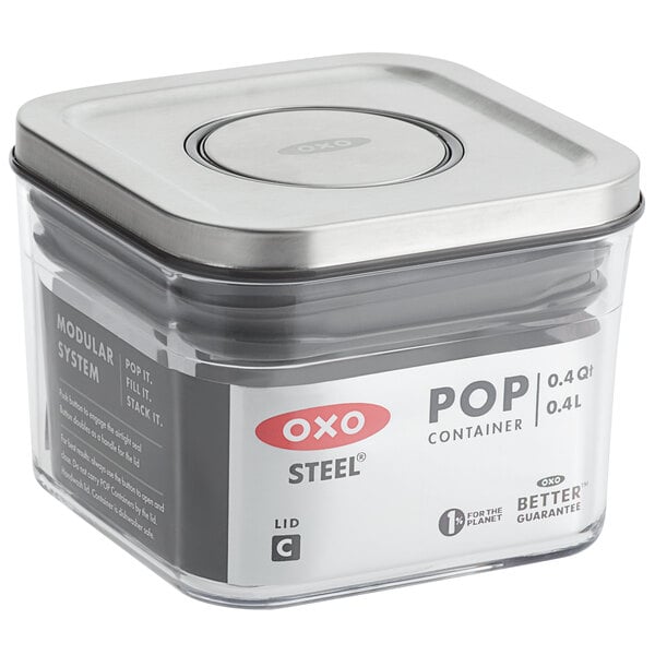 OXO Good Grips 0.4 Qt. Clear Rectangular SAN Plastic Food Storage Container  with White POP Lid
