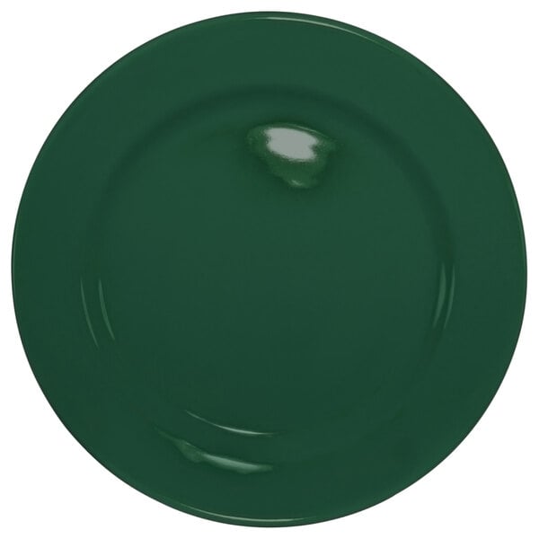 A green International Tableware Cancun stoneware plate with a white background.
