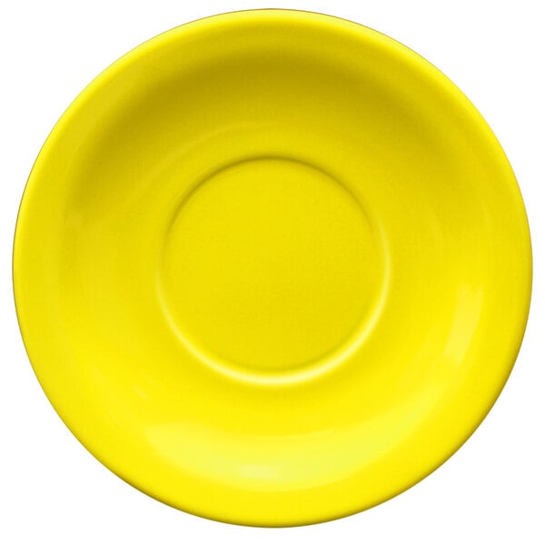 a close-up of a yellow plate