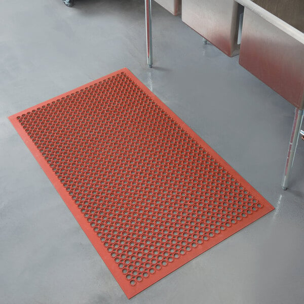 Red Rubber Anti Fatigue Kitchen Mat (1/2 Thick, 3' x 5')