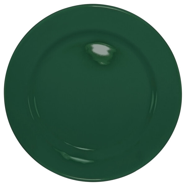 A green International Tableware stoneware plate with a white background.